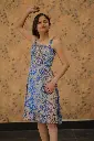 Blue Boho Smocked Midi Dress