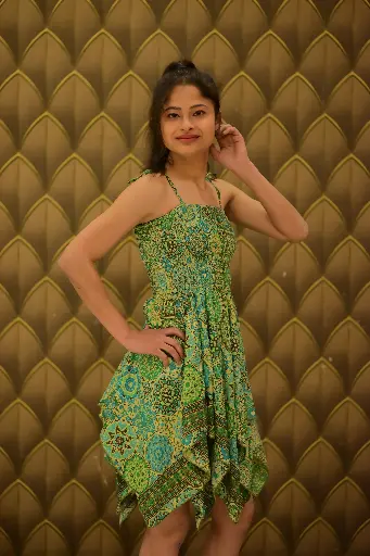 Emerald Mosaic Handkerchief Dress